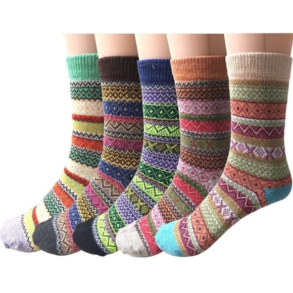 🆕️ 5 Pairs Wool Vintage Soft Cabin Warm Socks - Picture 3 of 7